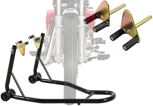 MOTOOS Motorcycle Front Wheel Lift Stand 485LBS Paddock Stands, Black (orignal fork head)