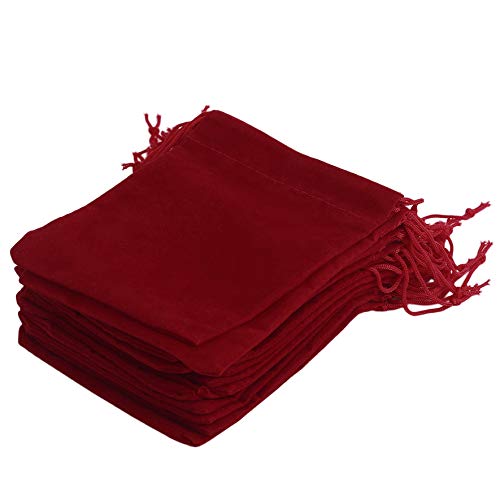 fghdfdhfdgjhh 20pcs Bolsa de Regalo exhibición de la joyería Color de la Mezcla 5x7cm Bolsa de Terciopelo/joyería de la Bolsa/Bolsa del Organza de 5 Colores para la opción (5 * 7 * 1 CM, Rojo)