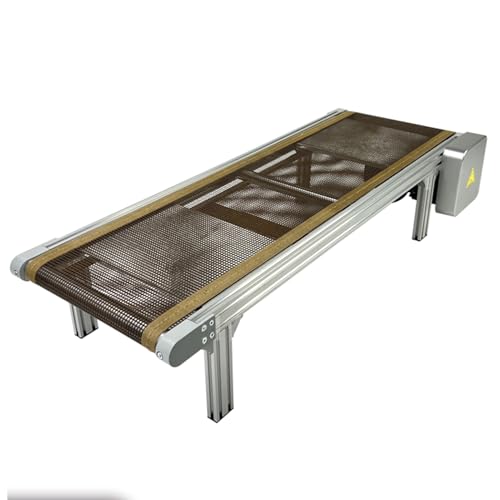 Petit convoyeur à bande efficace à vitesse réglable de 20 x 60 cm pour chaîne de montage de bureau – Parfait pour les usines et les ateliers, version compacte marron de 15 x 60 cm pour