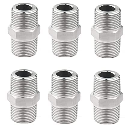 GKP Hex Nipple 1/2" to 1/2" Male Threaded Stainless Steel for Connecting Two Female Threaded Pipes or Fittings | Pipe Quick Connector | Pack of 6 (B09S3ZPPLL) Amazon Price History, Amazon Price Tracker