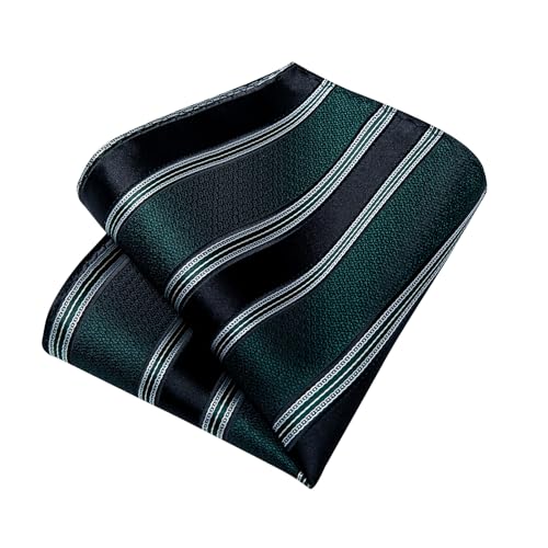 Image of DiBanGu Mens Striped Tie Silk Woven Necktie and Pocket Square Cufflinks Tie Clip Set Wedding Business Formal Gift Tie for Men