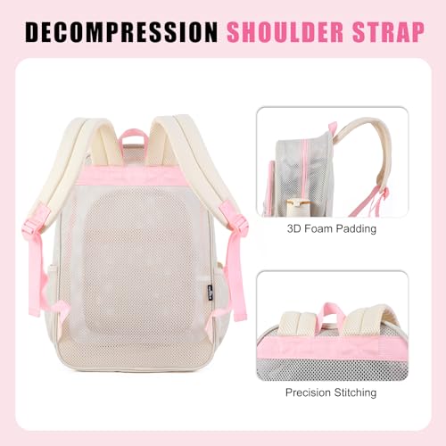 Image of COVAX Mesh Backpack for School Heavy Duty Semi-Transparent Bookbags for Beach, Swimming, Sports, Work, Travel (Beige)