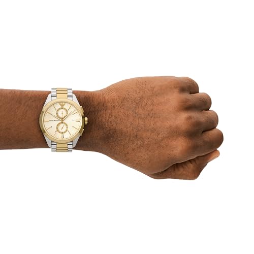 Image of Emporio Armani Stainless Steel Analog Beige Dial Men's Watch-Ar11605, Band Color-Two-Tone