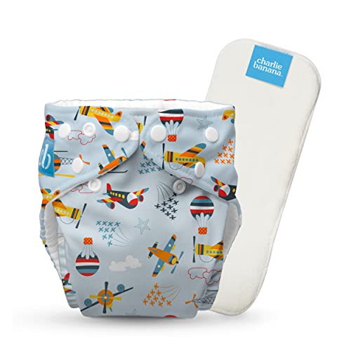 Charlie Banana Cloth Diapering Kit, includes 100ct Disposable Liners, 100ct Disposable Wipes, One Reusable Diaper for Babies 0-36 months, One Rectangular Diaper Tote Bag for Wet or Dry diapers