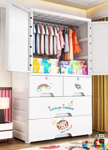 Image of HIWARE Premium Modular Wardrobe for Bedroom, Kids Room and Home | Spacious Clothes Storage Cabinet with Drawers and Shelves | Modern Stylish Design, Heavy Duty, Multiuse Organizer -HSM17144-Lion