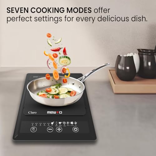 Image of Claro From The House of Link 1200W Induction Cooktop | 7 Cooking Modes with Touch Control & Digital Display | Auto Pan Sensor | Auto Shut off for Safety | 1 Year Warranty