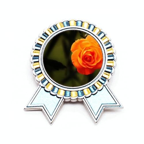 Broche fleur orange et vert foncé M en métal pour femme