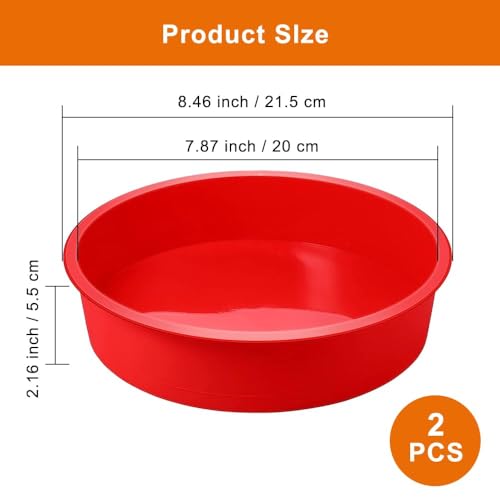 2pcs Reusable Round Cake Baking Tray, 20cm/8inch Silicone Cake Moulds for Air Fryer, Multi-Function Cake Tins Baking Pan, Non-Stick Silicone Bread Pan Set, Suitable for Cake, Bread, Pizza - Image 3