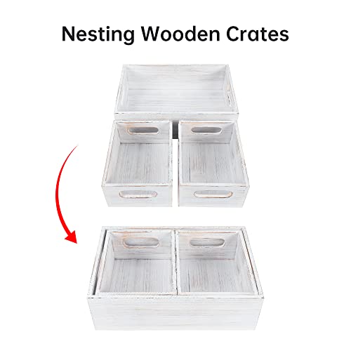 Phoenancee Wooden Crate For Storage,Wood Decorative Display Crate Box Set Of 3,Rustic Nesting Boxes With Handles,Farmhouse Container Basket Bin Home Decor With Natural Wood Aroma #TOP1