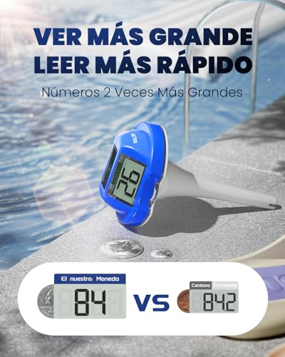 Miniatura 2 de Termómetro Piscina Solar Flotante Baldr Con Doble Pantalla Antirreflejos, Ipx7 Impermeable Para Piscinas, Spa Y Estanques, Lectura Fácil Azul Oscuro