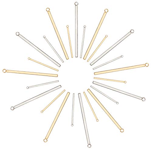 Unicraftale 24Pcs 2 Sizes 33Mm/43Mm Long Metal Bar Charms Stainless Steel Bar Pendants Golden & Stainless Steel Color Charms Metal Necklace Diy Pendant For Earrings Jewelry Making #TOP26