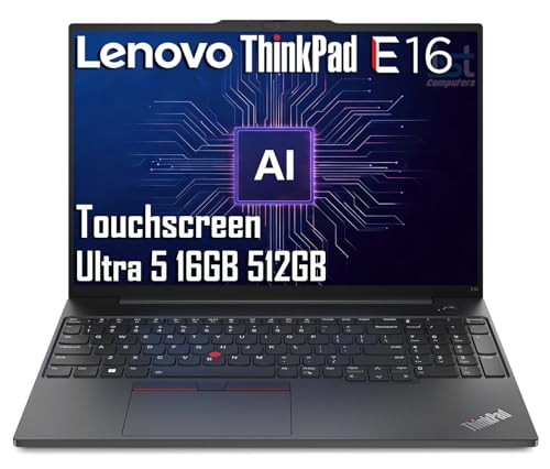 Lenovo ThinkPad E16 Business AI PC Laptop (16' FHD+ Touchscreen, Intel 12-Core Ultra 5 125U ( i7-1355U), 16GB DDR5, 512GB SSD), Fingerprint Reader, Backlit KB, Thunderbolt 4, Ethernet, Win 11 Pro