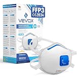 VEVOX® Mascherine FFP3 - scatola da 5, 10, 20 o 5000 – con guarnizione comfort plus – mascherina FFP3 - maschera filtrante respiratoria FFP 3 con valvola - certificata CE per la massima protezione