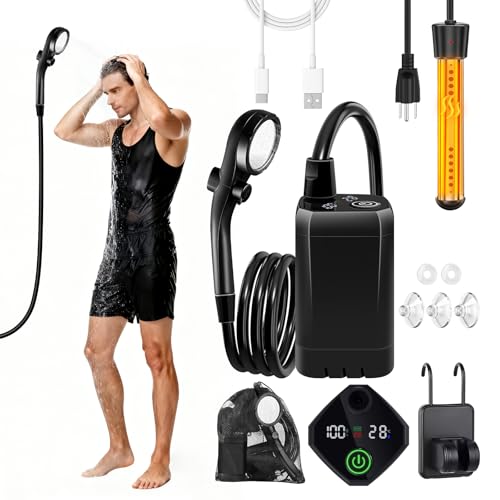 Portable Camping Shower with Heater and Spray Modes