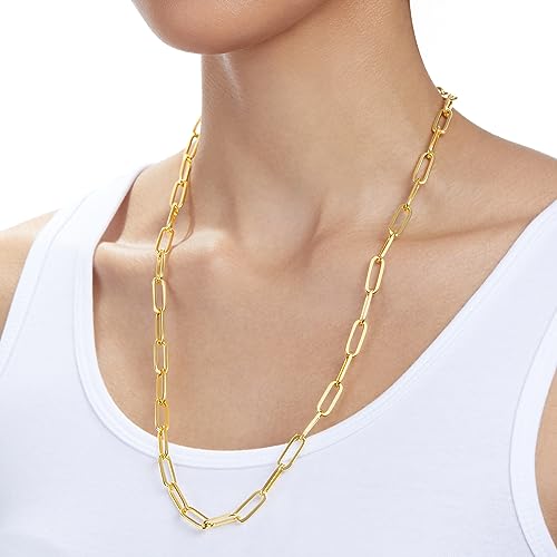 Amazon Essentials 14K Gold Plated Necklace Paperclip Chain 24" - image 2