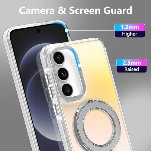 Image of Magnetic for Samsung Galaxy S25 FE 5G Case with Stand [Compatible with Magsafe] [Cute Fluorescent Design] [1 Screen Protector] Slim Translucent Matte Case for Galaxy S25 FE 5G 6.7 inch, White