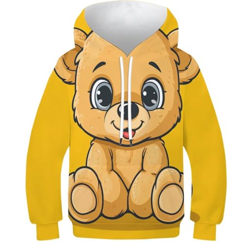 Sweat à capuche enfant ours 3D avec poche pull hiver chaud pour garçon fille 8-10 ans