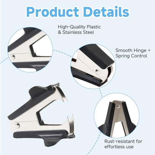 Stalora 5er Set Heftklammerentferner –Büro Heftklammer Entferner Set, Ergonomischer Entklammerer für Büro, Schule & Haushalt, langlebig & ideal für Büroartikel(Schwarz)