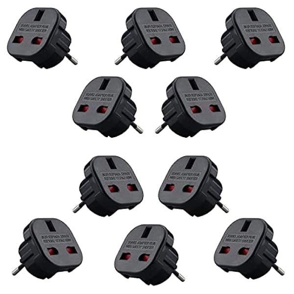 Negocio-Plus - Adaptador de viaje para enchufe inglés a Francia, lote de 10 unidades, tipo G a tipo C, empresa francesa
