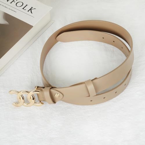 Image of Aurolran Women's Leather Belt with Buckle - Ideal for Dresses, Jeans, and Coats