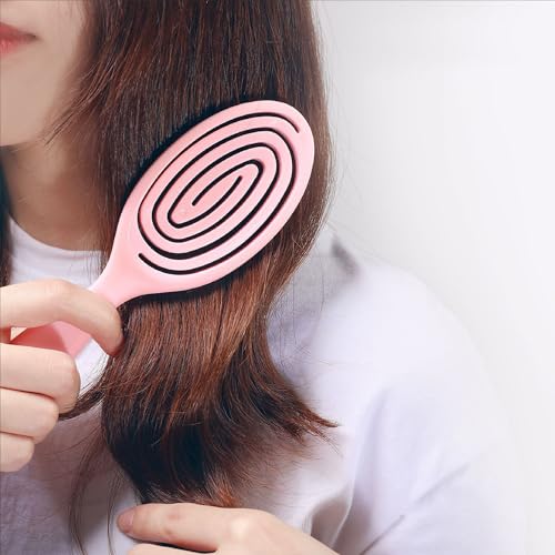 2 Stück Detangler Bürste,Bio Haarbürste ohne Ziepen für Damen, Herren & Kinder,Entwirrbürste Lange Haare mit Flexibler Spiralfeder,Kopfhaut Massagebürste