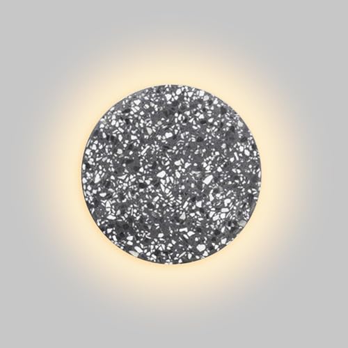 RXPVUXE Luz de pared de terrazo de disco redondo moderno Fondo creativo Pared Decoración del hogar Aplique de pared Luz cálida de 3000 K Lámpara de pared LED interior for sala de estar(Black,25cm)