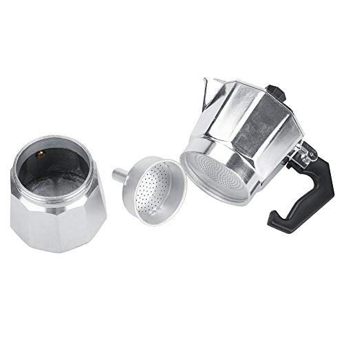 Mocha Pot, Aluminum Classic Espresso Coffee Maker Stove Moka Pot Home Office Use 100Ml 2-Cups #TOP6