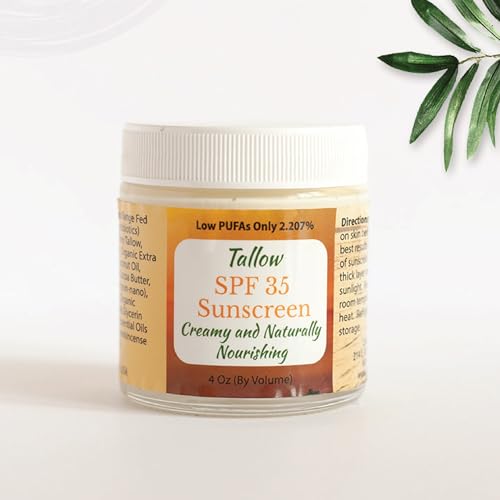 Tallow Sunscreen SPF35 4 oz- Natural Sunscreen Spf 35- Tallow Sunscreen, 4 Oz Organic Sunscreen