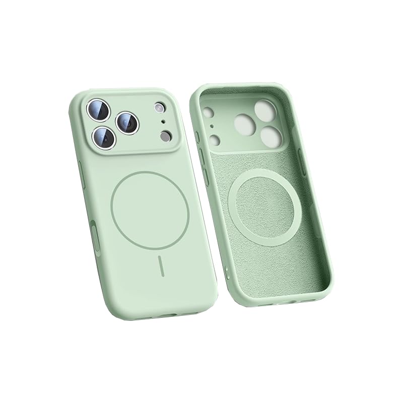 Protective Case for Phone 17/Pro/Air/Pro Max, Silicone Cellphone Case Shockproof Magnetic Phone Cover, Wireless Charging Green