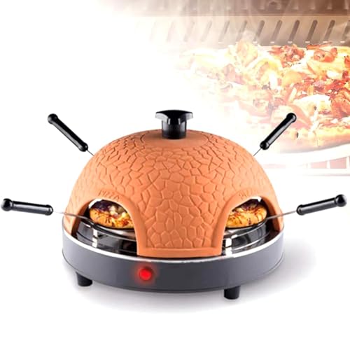 HYYKEJI Horno eléctrico para Pizza para 4 Personas, Mini Horno para Pizza, encimera con cúpula de Terracota, cocción rápida en 10 Minutos, Puede Hacer Mini Pizzas de Varios sabores
