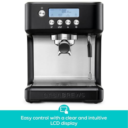 Image of CASABREWS Ultra Espresso Machine, Espresso Coffee Maker with Steam Wand | LCD Display, Custom Brew Temp, Latte & Cappuccino Machine, 20-Bar Italian Pump, Powerful Steam Wand, 73oz Removable Tank