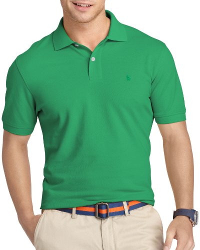 Izod Men's Heritage Short Sleeve Solid Pique Polo, Mint Green, Large