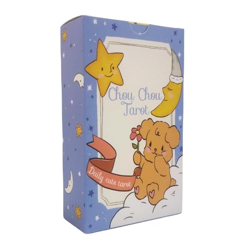 Juego de 78 cartas de tarot de Chou Chou para la adivinación, diseño de oráculo místico de adivinación, 12 x 7 cm para ver el pasado, presente y futuro