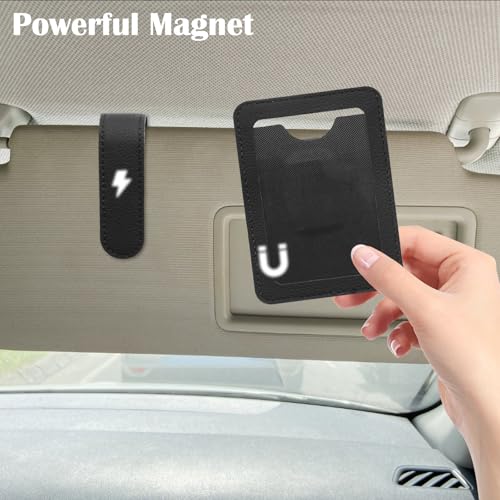 Image of 2Pcs Car Picture Frame Visor Clip, Leather Holder Personalized Display Magnetic Photo Frame Vertical Horizontal Fit 2.17 inchx3.35 inch Photo Car Accessories Gifts