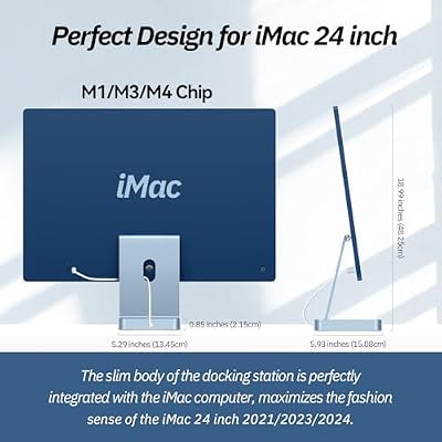 USB C Hub for iMac 24 inch 2021/2023/2024, Minisopuru i-Mac Hub Support M.2 NVMe SSD, i Mac Accessories for iMac M1/M3/M4, Docking Station with USB A/C 10Gbps, SD/TF, M.2 SSD (Not Included), Blue.