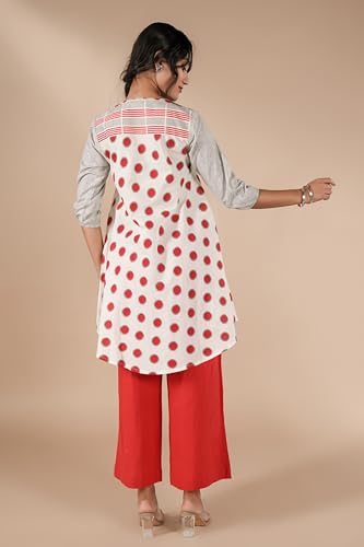 Image of Women's Regular Fit Cotton Polka Print Tunic Kurti