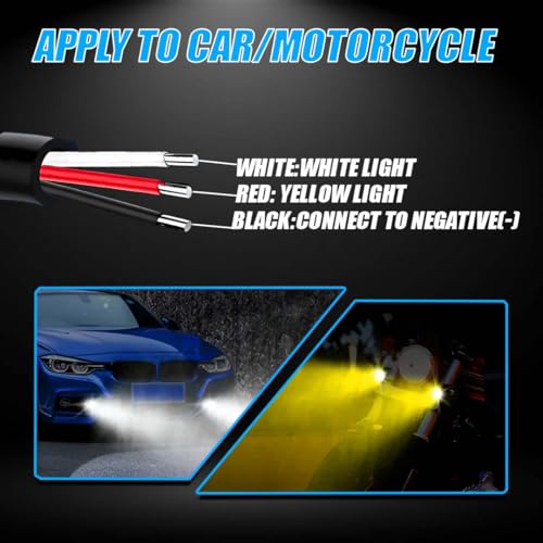 Image of 18W LED Projector Fog Light for Motorcycle | Dual Color Yellow & White | Headlight Spotlight with Lens | Universal Fit Motorbike Lighting System