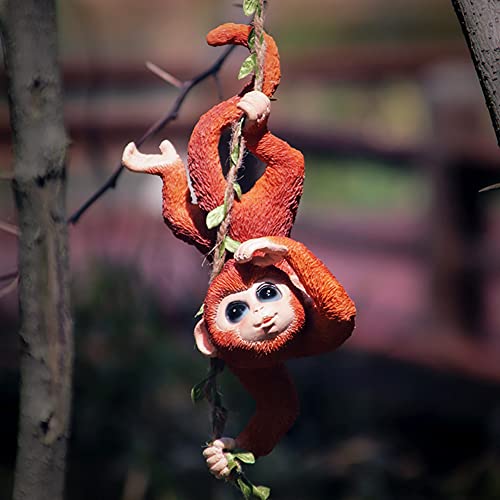 Wayuto Swing Monkey Garden Statue Ornament Decorative Hanging Hammock Animal Figurines Cute Resin Monkey Figure Outdoor Funny Garden Decor For Patio Yard Lawn Fence Pathway Backyard Landscape Tree #TOP4