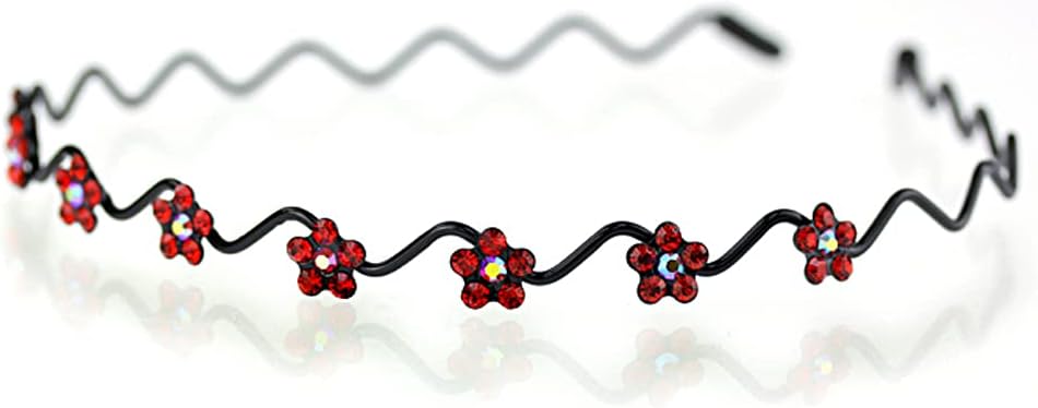 Decorative Headband Flowers Wavy Wire Rhinestone Crystal Headband