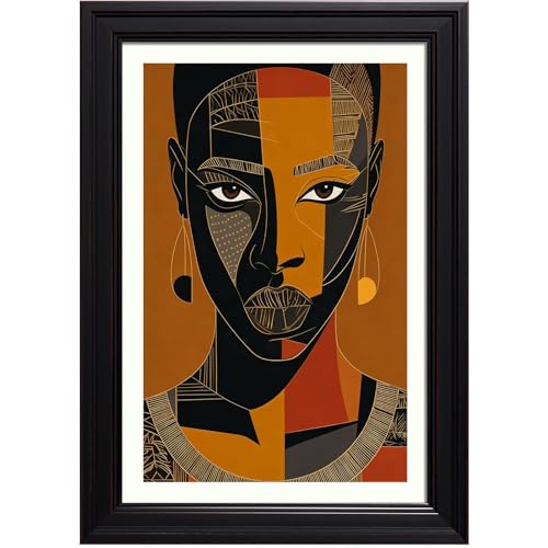 Framed African Woman Portrait Line Art