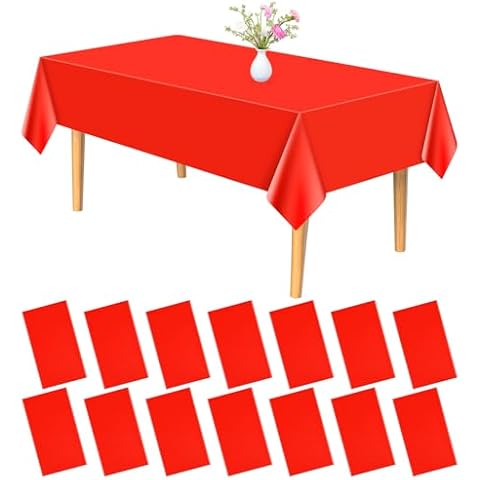 PLULON 15Pcs Red Plastic Table Covers Cover