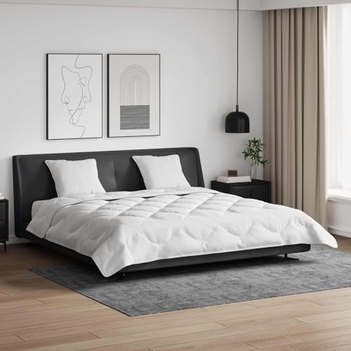 GeenYuu Juego de edredón con almohada de 3 piezas, color blanco, microfibra, 240 x 200 cm, edredón de verano con 2 almohadas, transpirable, fácil de limpiar, hipoalergénico para dormitorio