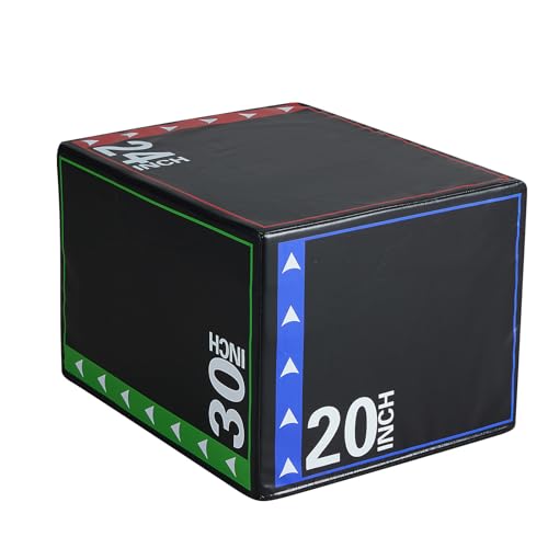 OLIXIS Plyo Box, 3-in-1 Plyometric jump box for Home Gym, Soft Foam Jump Platform with 3 Heights, Anti-Slip Removable Cover, Knee-Friendly Training