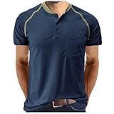 Herren Einfarbig Tshirt Mit Fronttasche Atmungsaktive Lässige Sportliche T Shirts Herren T-Shirt Rundhals Kurzarm Shirt Tshirt Herren Fitness Muskeln O-Ausschnitt T-Shirt