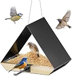 HOSUN Black Sturdy Metal Roof Bird Feeder - Durable Outdoor Hanging, Easy to Clean, Metal Mesh Ventilated, Bird Watching Gift & Garden Decor for Cardinals, Bluebirds & Wild Birds | Durable Outdoor,For Backyard,Easy to Clean,Mesh Ventilated, Bird Watc