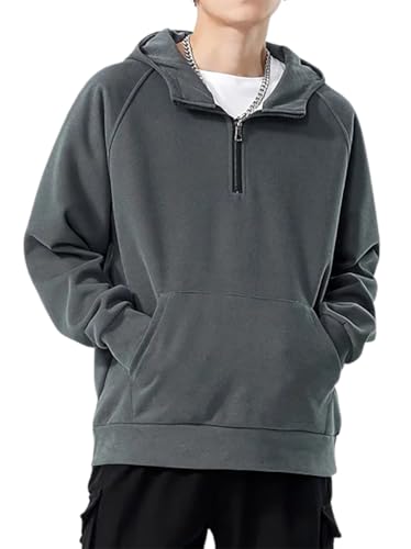 Image of Trillion Half Zipper Hooded Sweatshirt for Men (Regular Fit | Polyester Blend)