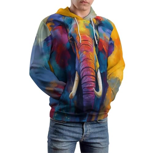 Sweat à capuche homme imprimé éléphant d'Afrique, pull de course et jogging - 5
