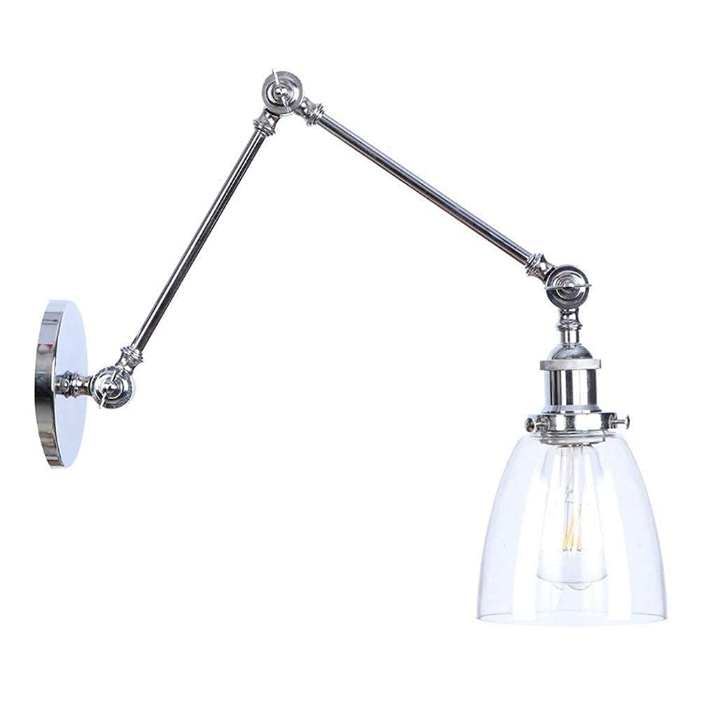 Brazos de metal ajustables y cristal transparente en aplique de pared retro Edison
