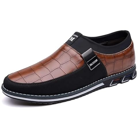 Men's Casual Dress Oxford Shoes Business Office Loafers Leather Fashion Dress Sneakers Comfort Walking Driving Shoes,Brown,EU46=11 US Men Cover