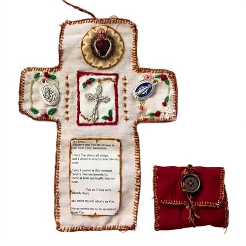 Handmade Pocket Prayer Shrine Mini Travel Altar with Silver Cross,